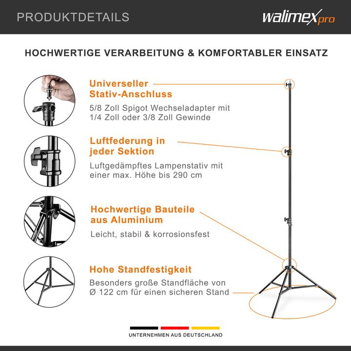 Immagine prodotto Walimex pro Pro lampada treppiede AIR, 290cm (290 cm, 7 kg)