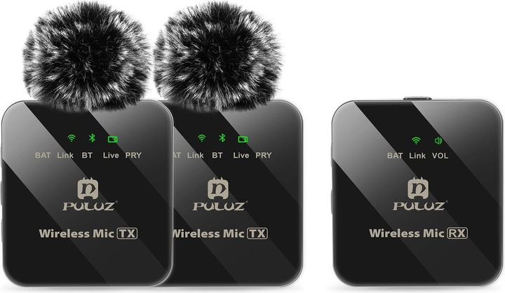 Actual product image Puluz Wireless Lavalier Microphone 2 TX + 1 RX