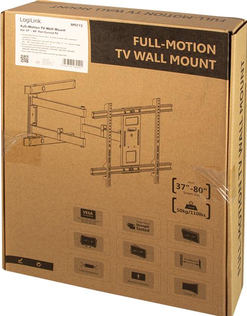 Produktbild LogiLink Klammer für LCD-TV / gekrümmter LCD-TV (full-motion) (Wand, 50 kg, 37" - 70")