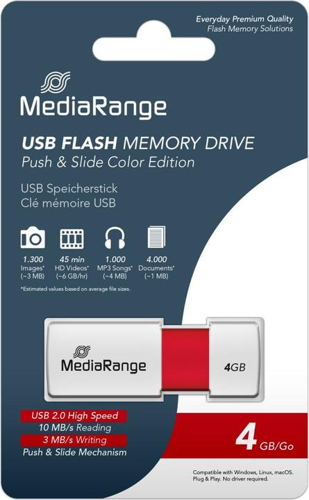 Produktbild MediaRange USB Speicherstick Color Edition (4 GB, USB-A)
