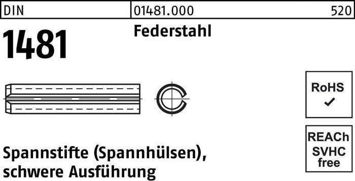 Actual product image Dowel pin DIN 1481 6 x 20 spring steel heavy duty DIN 1481