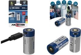 Actual product image Ansmann 16340 Li-Ion battery (1 pcs., 16340, 850 mAh)