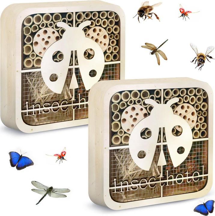Actual product image Isotronic Set of 2 insect hotel ladybirds, child-friendly, natural wood (Bee, Ladybirds)