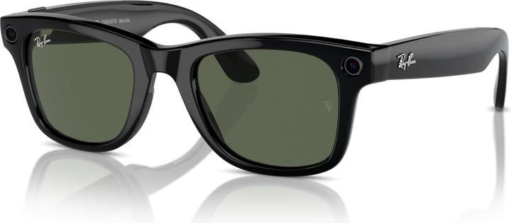 Ray Ban Meta Wayfarer (Standard) Smart Glasses - Shiny Black/Green (Mobile)