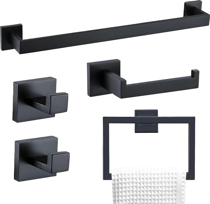 Actual product image Hermex Towel rail set 5-piece bathroom hardware Toilet roll holder