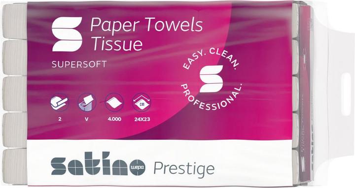 Produktbild Satino by Wepa Falthandtücher Premium, 2-lag. Zell. Weiss, Pack à 4000 Stück (200 x)