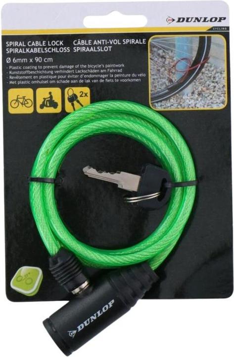 Produktbild Dunlop Zapięcie Rowerowe Spiralne Na Klucz 0,6x90cm Zielony (90 cm)