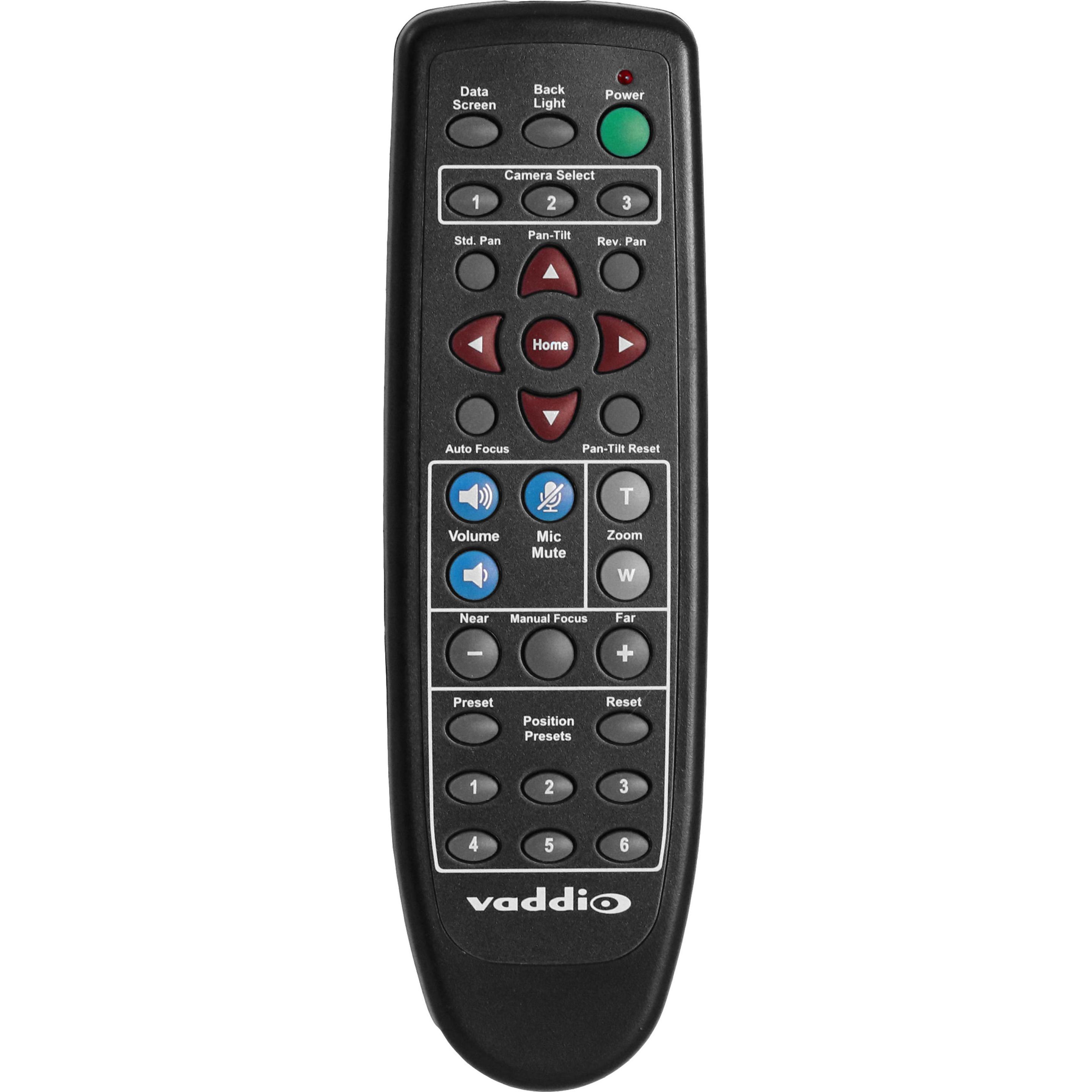 Vaddio 998-2102-000 Fernbedienung IR Wireless Drucktasten (Miracast), Fernbedienung, Schwarz
