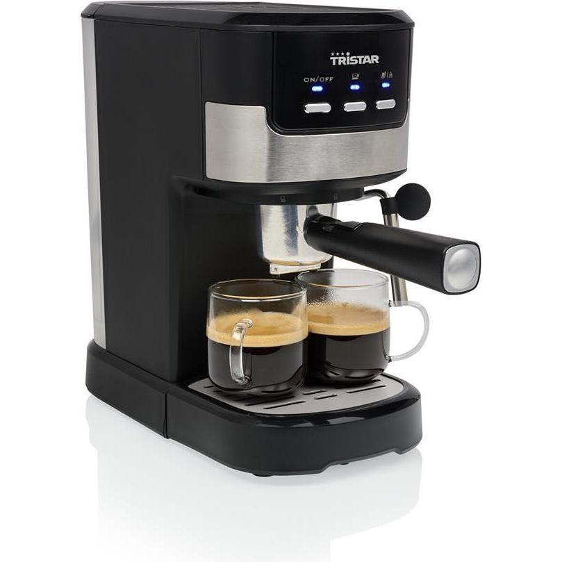 Tristar CM-2278 Espressomaschine mit Siebträger Schwarz, Edelstahl 1100W, Siebträgermaschine, Schwarz