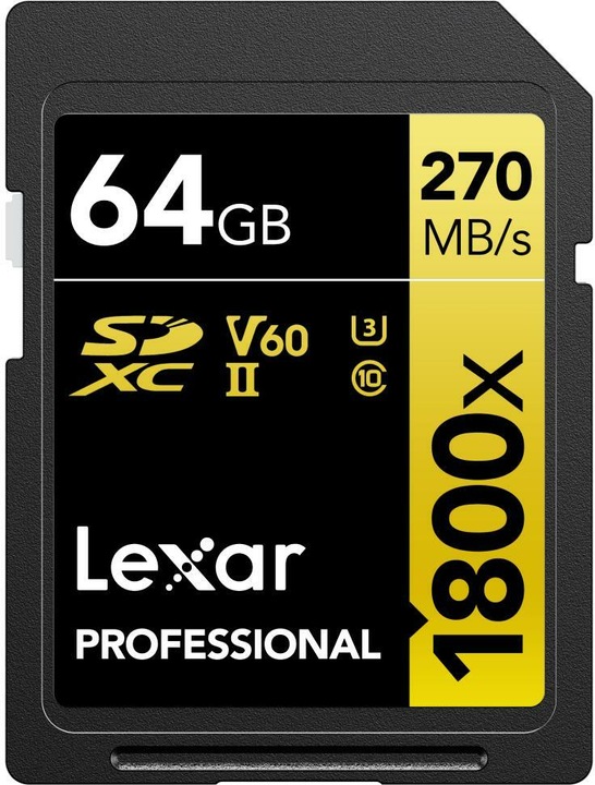 Actual product image Lexar Professional Gold Series (64 GB, SDXC, U3, UHS-II)