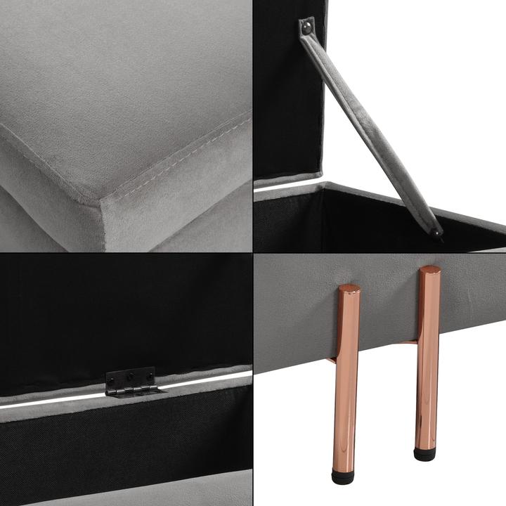 Produktbild En.Casa Sitztruhe Dals Samt 118x40x42 cm Grau (118 cm)