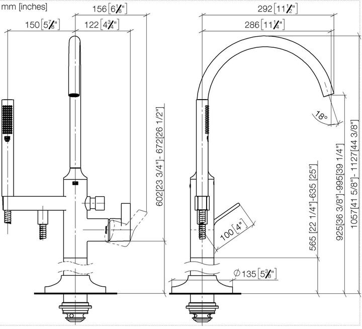 Produktbild Dornbracht VAIA Wannen-Einhandbatterie, Standrohr für freistehende Montage, Schlauchbrausegarnitur