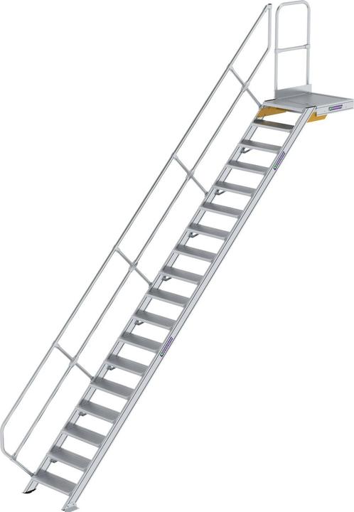 Produktbild Munk Treppe mit Plattform 45° Stufenbreite 600 mm 18 Stufen Aluminium geriffelt (Gerüst, 46 cm)