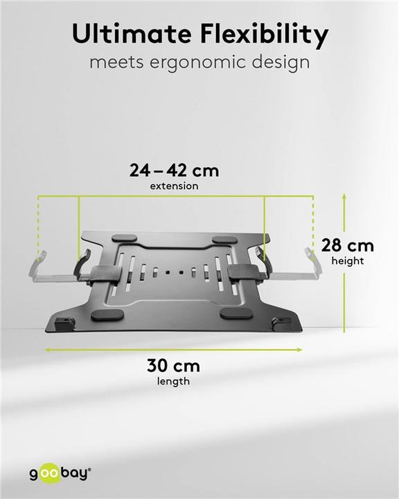 Image du produit Goobay Support d'ordinateur portable pour bras d'écran, noir (15.60", 4.50 kg)