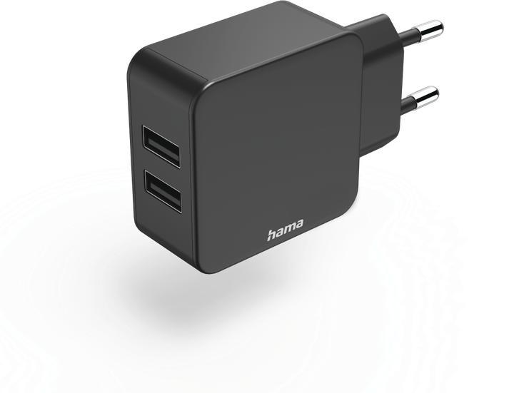 Produktbild Hama 2-fach-Ladegerät, USB-A-Netzteil, 2x 2,4 A, Universaladapter, 12 W, Schwarz (12 W)