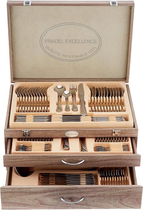 Image du produit Party Light & Sound Pradel Excellence D635C113 Cutlery Set 113Piece Ambiance In A Wooden Box With 2 Drawers (113 pcs, Set de couverts)
