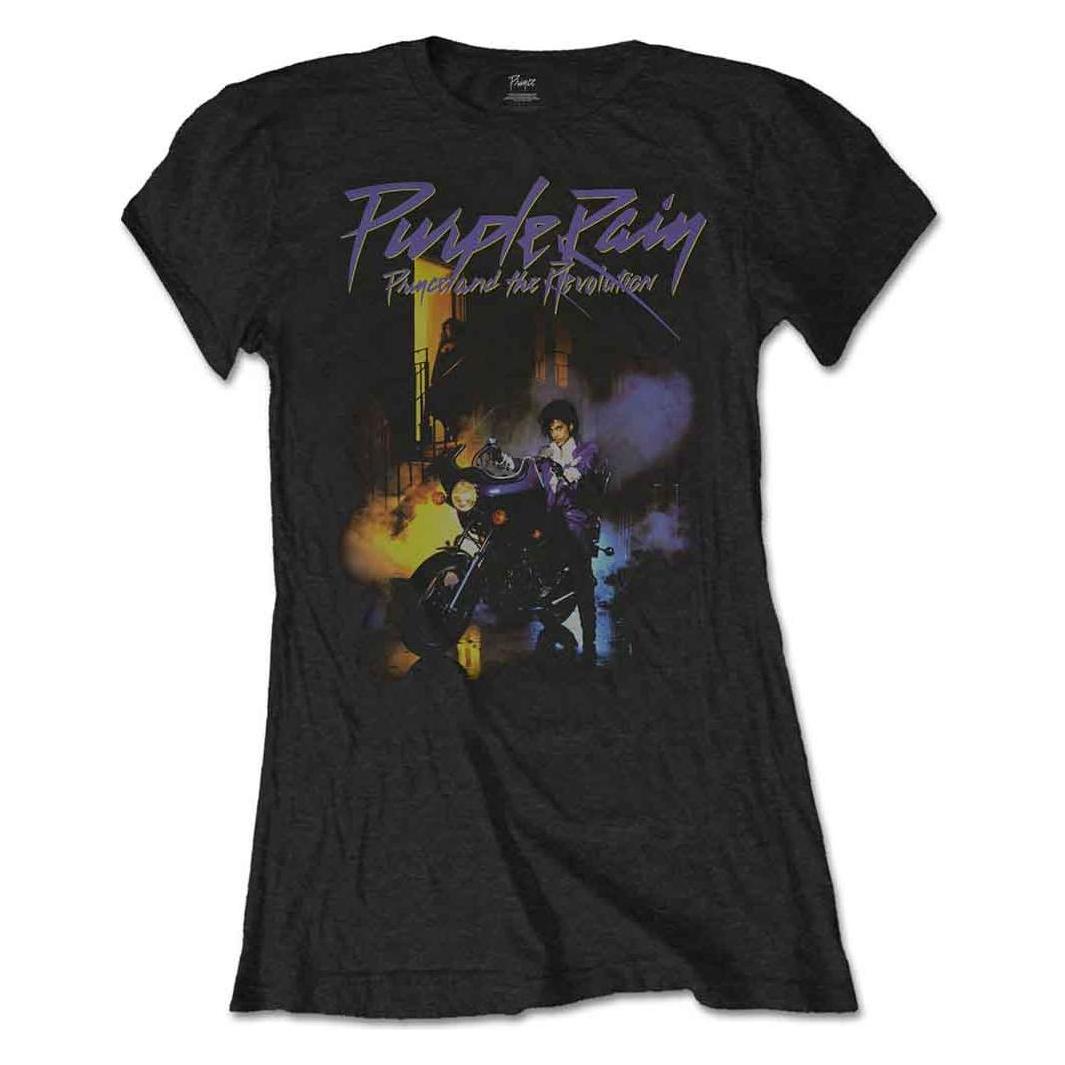 Prince, Damen, Shirts, Purple Rain (Girlie), Schwarz, (M)
