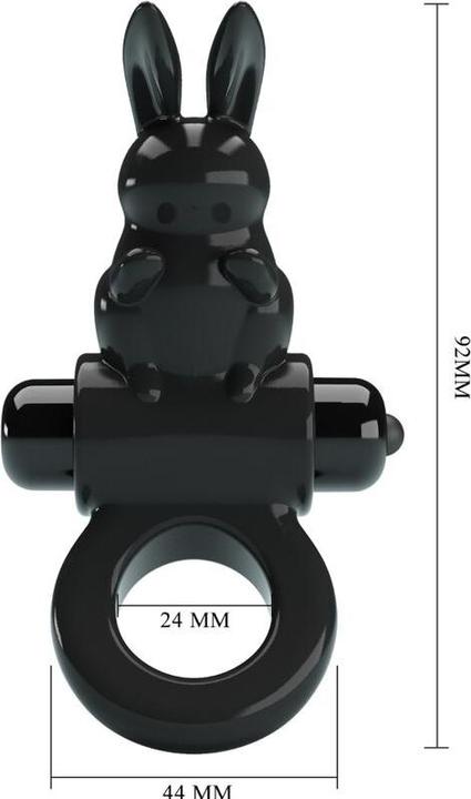 Actual product image Pretty Love - Exciting Rabbit Vibrator Ring 10 Vibrations Black (2.40 cm)
