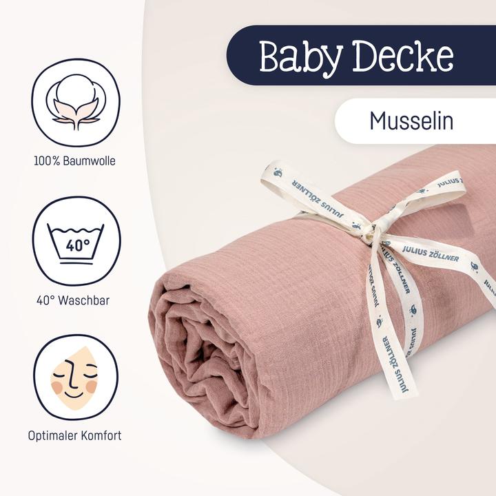Image du produit Julius Zöllner Couverture douillette Mousseline 70/100, Dusty Rose (70 x 100 cm)