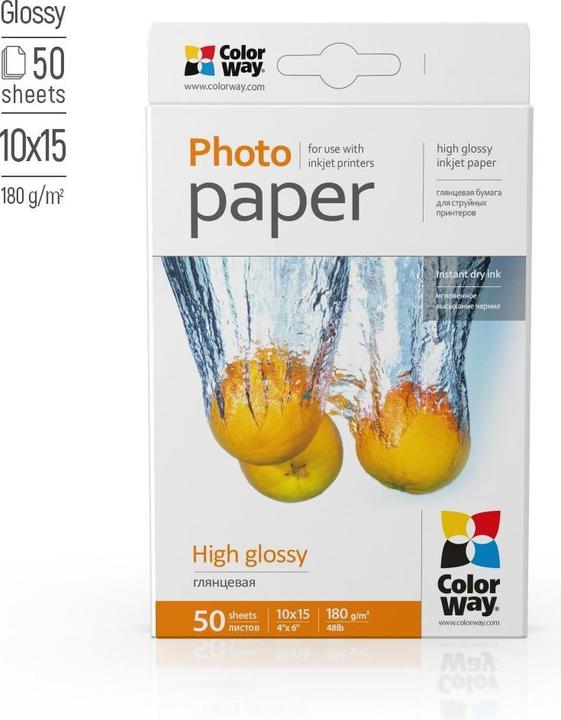 Immagine prodotto Colorway Carta fotografica lucida, 50 fogli, 10x15, 180 g/m² (180 g/m², 10 x 15 cm, 50 x)