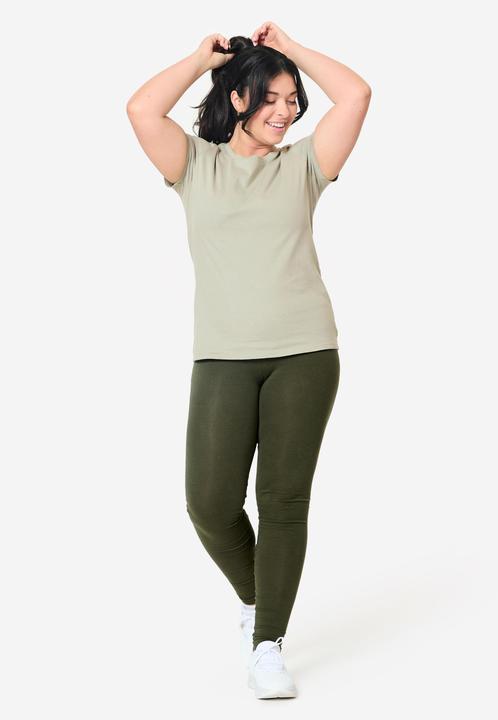 Image du produit Domyos Tee-shirt en coton col rond femme, vert sauge (S)