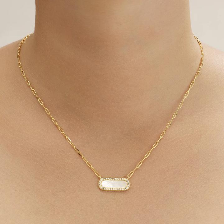 Immagine prodotto Charles Garnier Collana in argento placcato oro, madreperla e zirconi (Oro, Madreperla, Ossidi di zirconio)