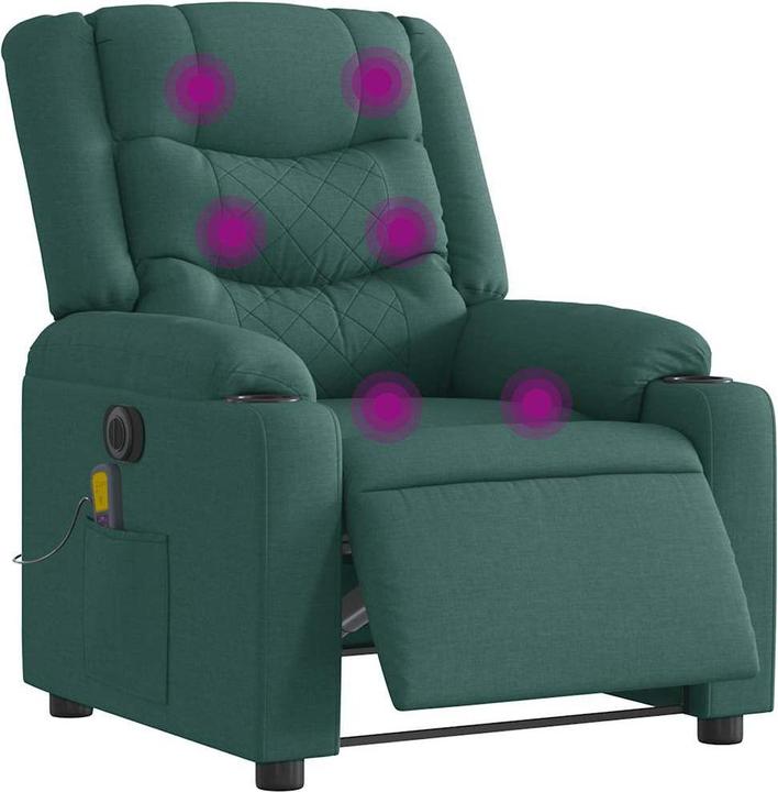 Image du produit vidaXL Fauteuil de massage électrique Vert foncé Tissu