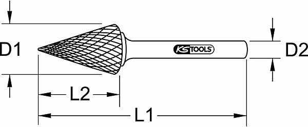 Actual product image KS Tools HM pointed taper burr shape M