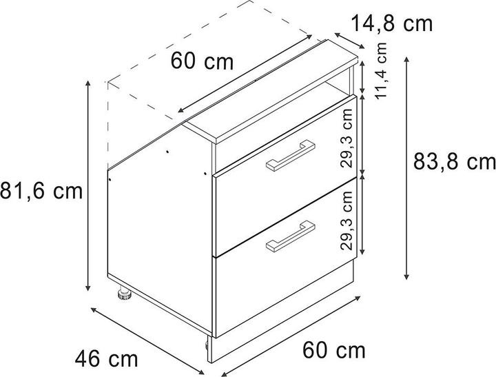 Produktbild Vicco Küchenschrank für Dachschrägen R-Line (60 x 46 x 81.60 cm)