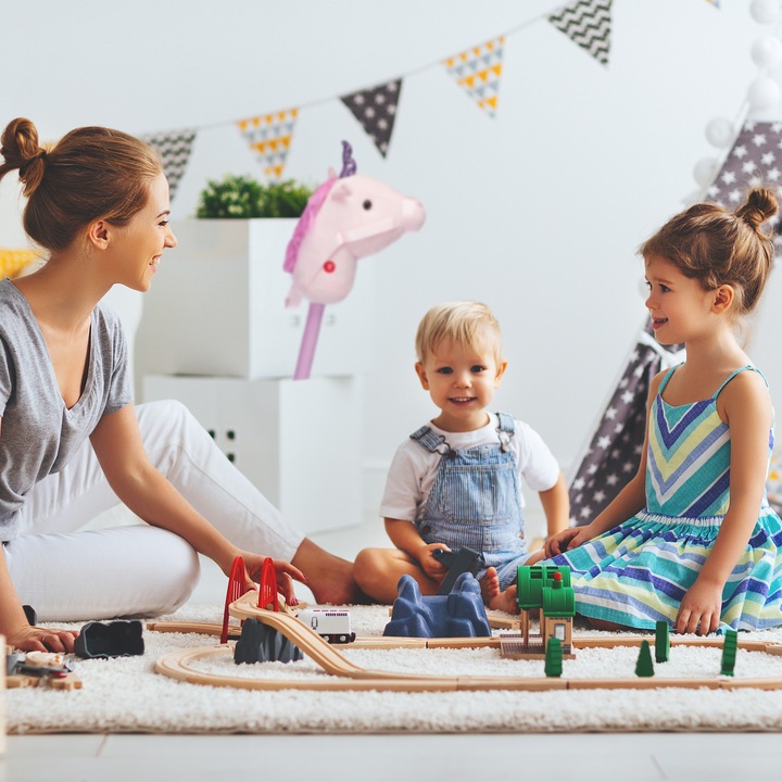 Image du produit Relaxdays Cheval à bâton licorne et son, enfants