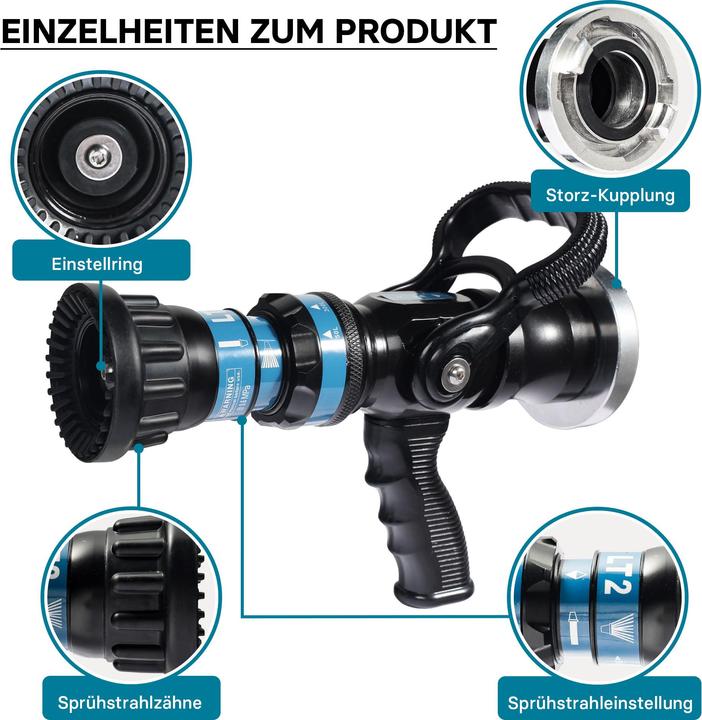 Produktbild Wiltec Hohlstrahlrohr 150 200 350 500 l/min THW Feuerwehr C Storzkupplung