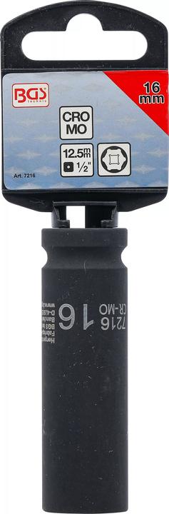 Produktbild BGS Kraft-Steckschlüssel-Einsatz Sechskant, tief Antrieb Innenvierkant 12,5 mm (1/2") SW 16 mm (16 mm)