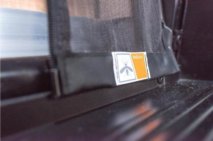 Actual product image VanQuito Mosquito net in the rear
