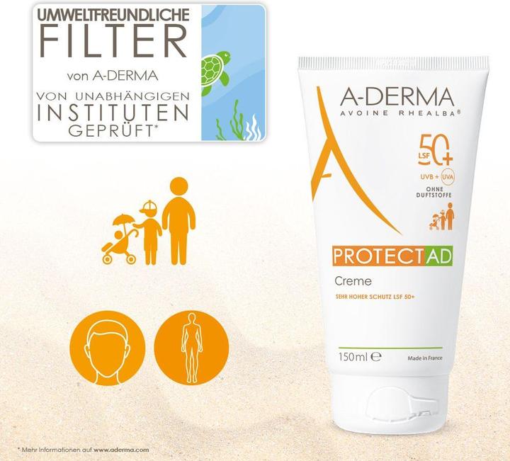 Actual product image A-Derma Protect AD Cream SPF 50+, 150 ml Cream (Suntan cream, SPF 50+, 150 ml)