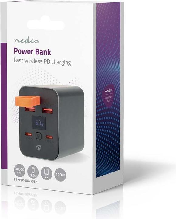 Productafbeelding Nedis PowerBank | 30000 mAh | 1.5 / 2.0 / 3.0 / 5.0 A | PD3.0| Lithium-Polymeer (30000 mAh, 100 W, 111 Wh)