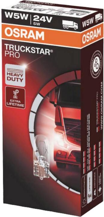Actual product image Osram TRUCKSTAR PRO W5W, halogen headlight lamp, 24V truck lamp, folding box (10 lamps) (W5W)