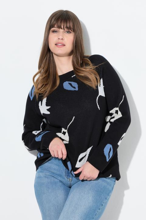 Produktbild Ulla Popken Pullover, Blätter, U-Boot-Ausschnitt, Langarm (42, 44)