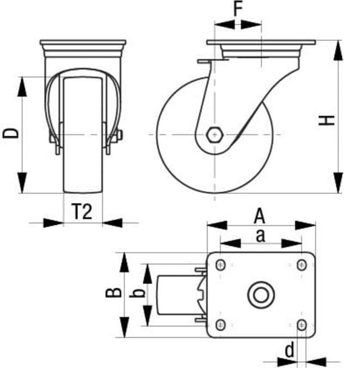 Immagine prodotto Blickle Ruota in TPU, corpo in acciaio inox con piastra, Ø x larghezza ruote 100 x 35