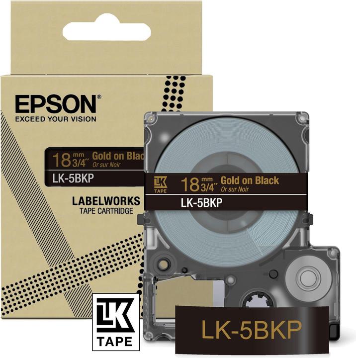 Epson Metallic Black/Gold 18mm LK-5BKP (1.80 cm, Schwarz, Gold)