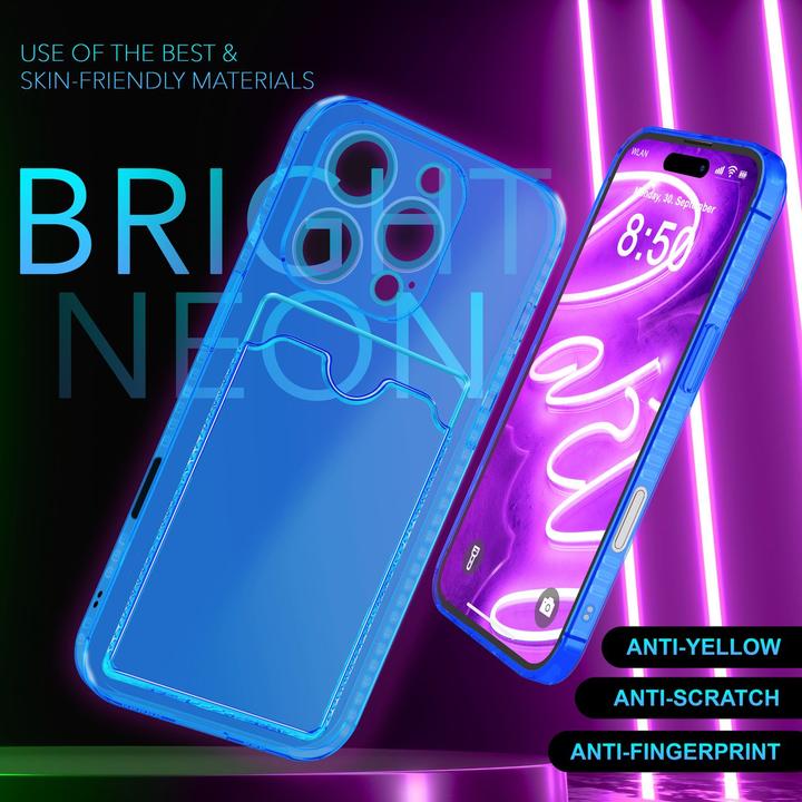 Produktbild Nalia Klar Transparente Neon Silikon Hülle Kartenhalter (Apple iPhone 16 Pro)