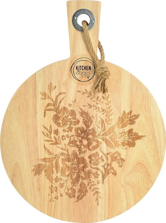 Viana Rundes Deko Schneidebrett Mango mit Blumenmotiv für Küche