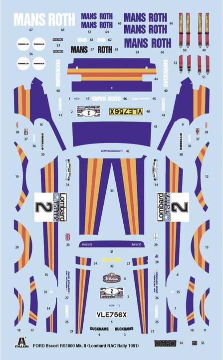 Produktbild Italeri 1:24 Ford Escort RS 1800 MK.II Lombard
