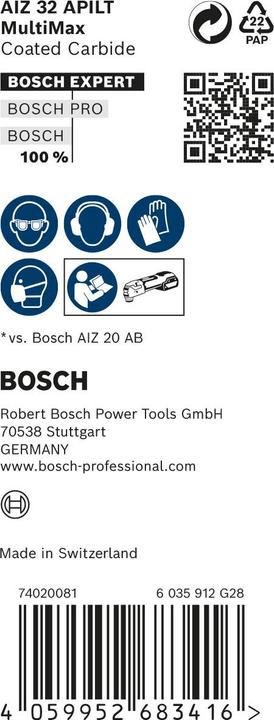 Nährwerte und Zutaten Bosch Professional Zubehör EXPERT MultiMax AIZ 32 APILT Blatt für Multifunktionswerkzeuge, 10-tlg.