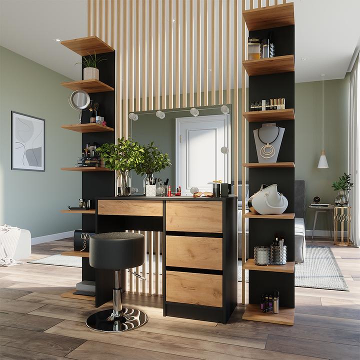 Immagine prodotto Vicco Mensola a muro Paolo, Antracite/oro power oak, 28 x 190 cm Set di 2