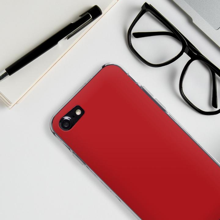 Produktbild DeinDesign Silikon Hülle für Apple iPhone 7 Handyhülle Case Smartphone Schutzhülle Farbe Rot einfarbig (Apple iPhone 7)