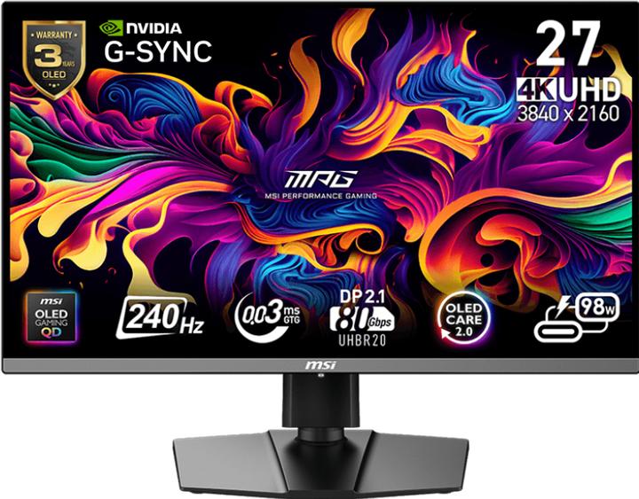 MSI 27"(68.6cm)TFT MPG OLED 272URXDE QD-OLED 9S6-3CD79A-016 retail (3840 x 2160 Pixels, 26.50")