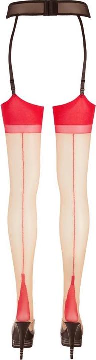Produktbild Cottelli Collection Strapsstrümpfe mit roter Naht (XL)