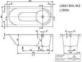 Produktbild Villeroy & Boch V&B Einbauwanne LIBRA R-eck1800x800mm we (175 l, 180 cm, 80 cm)