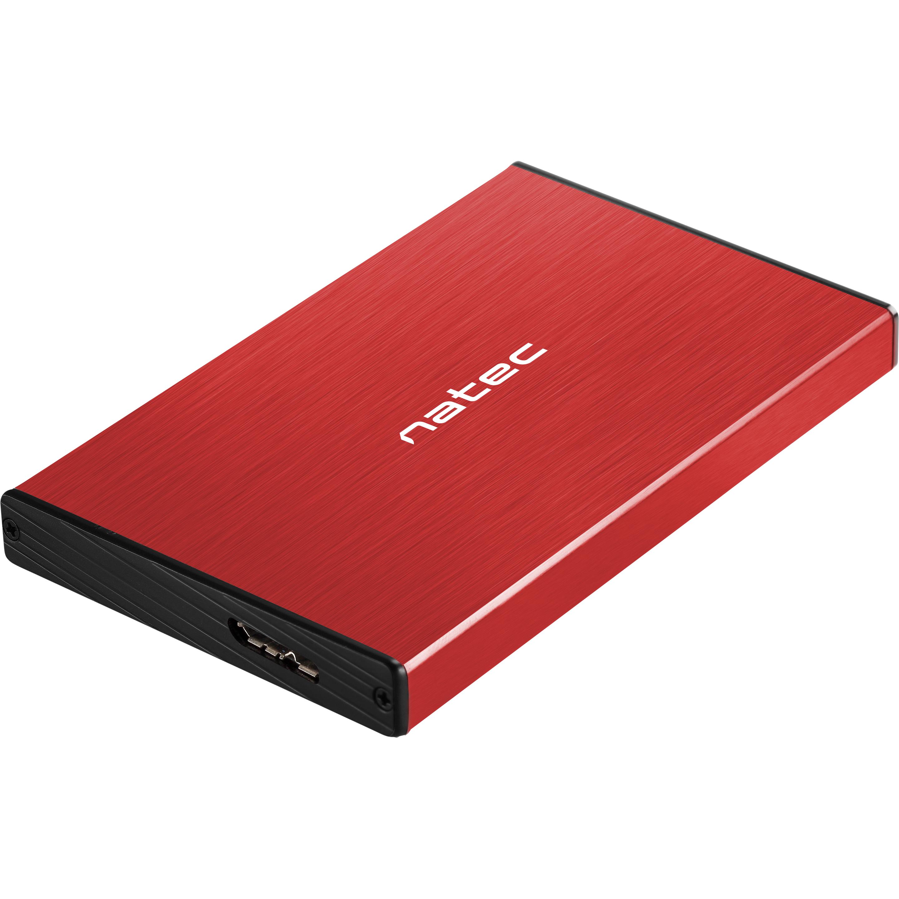 Natec Rhino GO HDD / SSD-Gehäuse 2.5 Zoll (2.5"), Festplattengehäuse, Rot