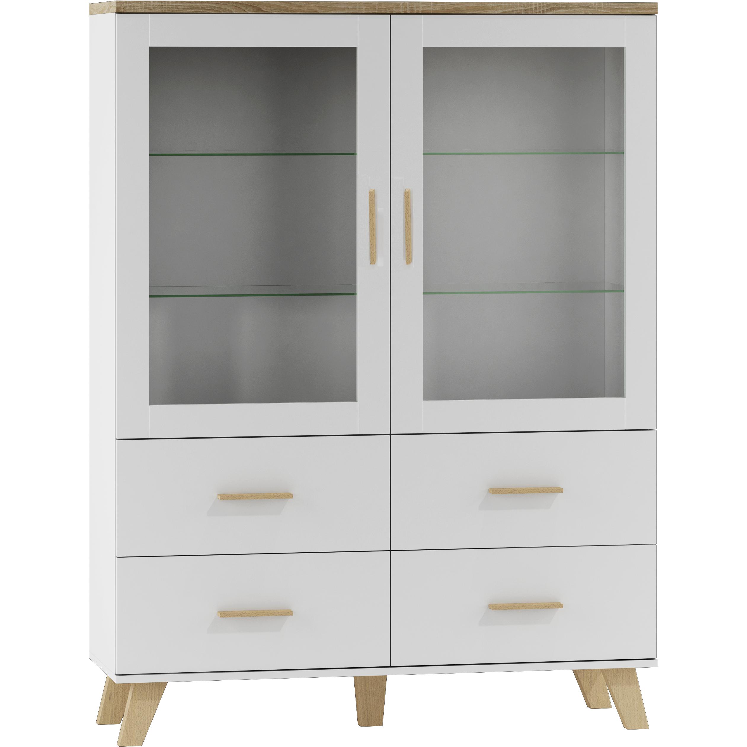 Cama, Vitrine + Buffetschrank, LOTTA WIT120 Wohnzimmerschrank Vitrine